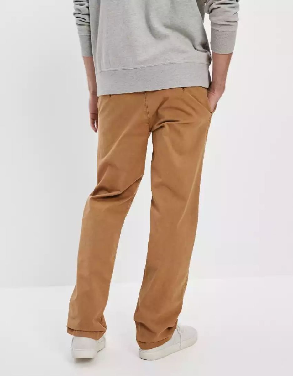 Pantalon American Eagle AE Flex Relaxed Droit Khaki Kaki Homme | PMD-88326713